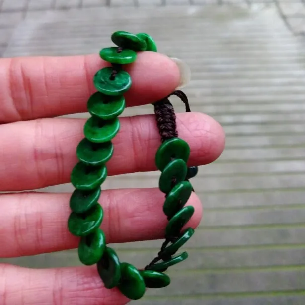

Натуральный зеленый нефритовый браслет, Женский лечебный браслет, натуральный изумруд из Мьянмы, жадеит ручной работы, Плетеный Регулируем...
