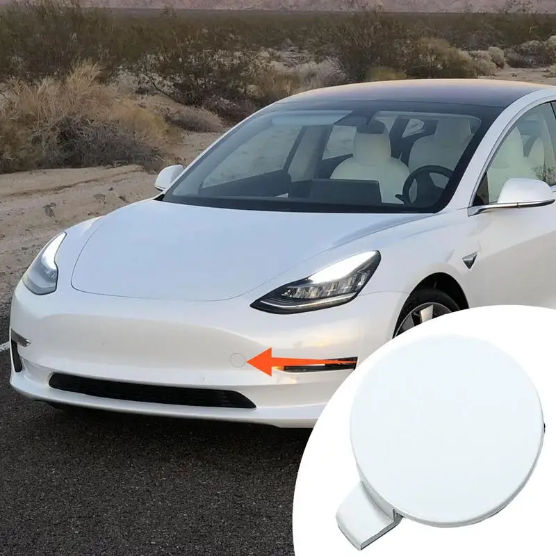

For Tesla Model 3 2017-2021 Car Front Bumper Tow Hook CoverCap Trailer Hauling Eye Lid 1460701-00-b Automobile Accessories