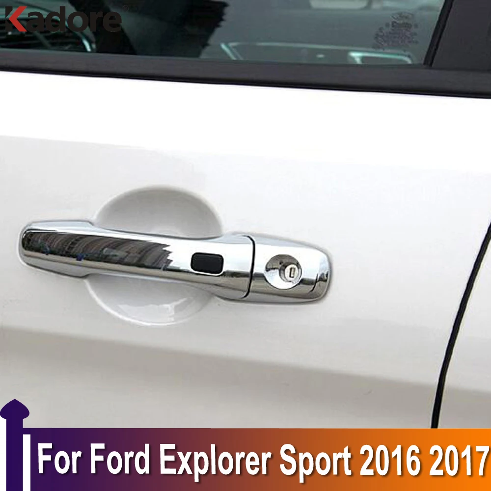 Cubierta de manija de puerta lateral cromada para Ford Explorer Sport 2016 2017 ABS, pegatina de estilo de coche, accesorios exteriores