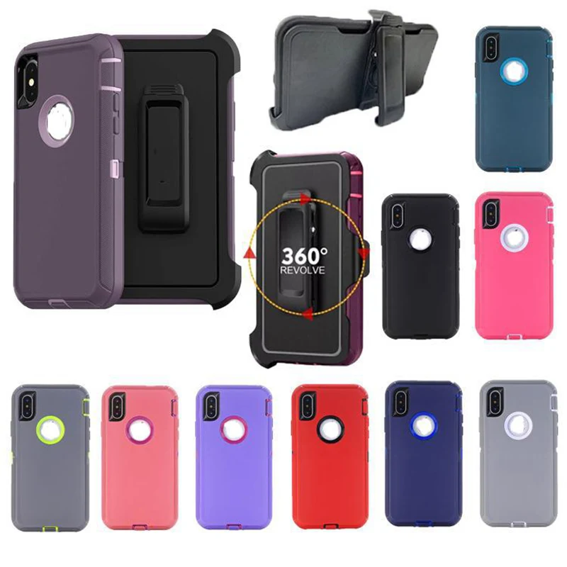 

For iPhone 11 12 13 Pro Max Armor Defender Case XS XR 7 8 Plus Shockproof Anti-drop Military Hybrid Robot Heavy Duty Phone Cases