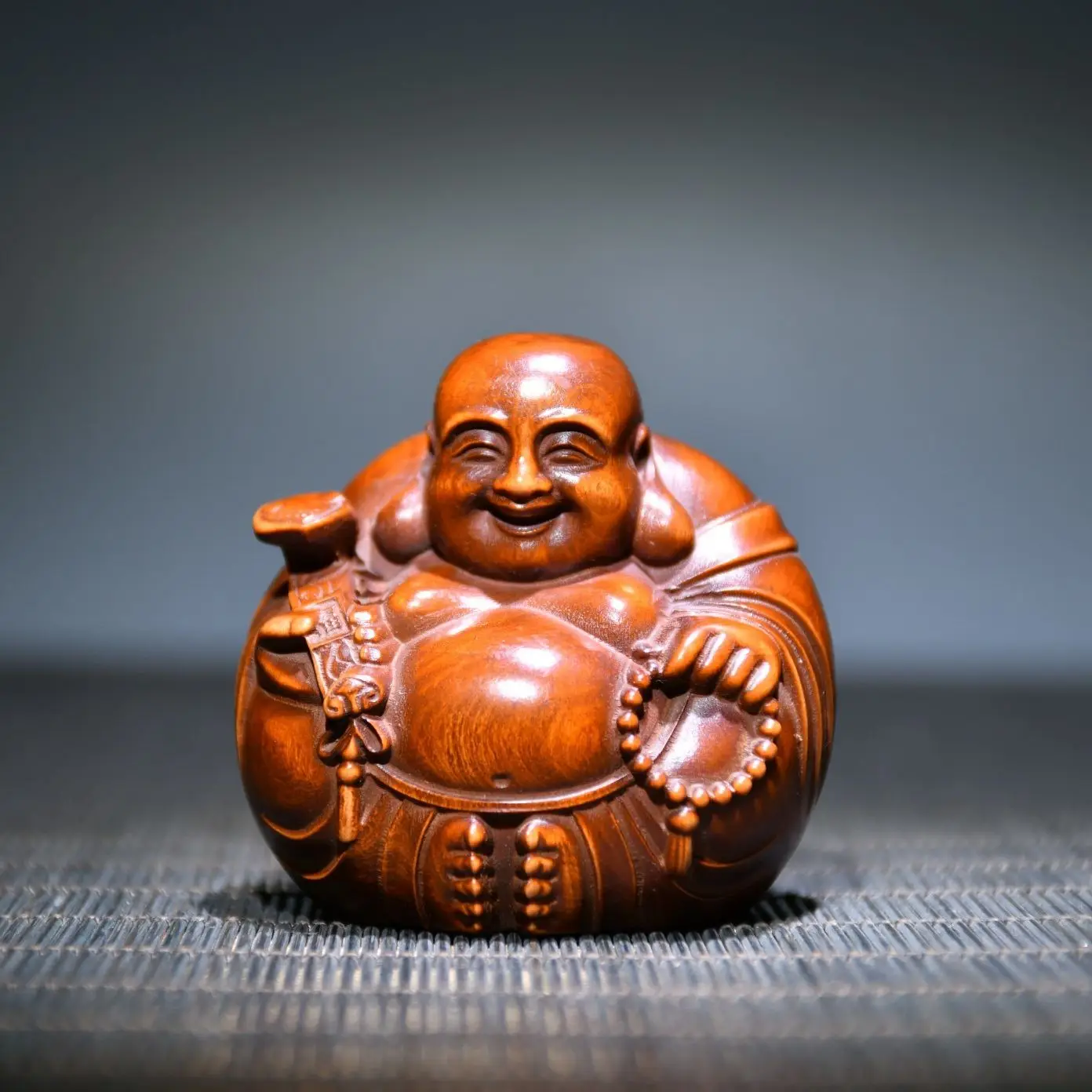 

Китайская статуя Будды из смеха, деревянная резьба, буддийская скульптура Будды из матреи, домашнее украшение, маленькая статуя