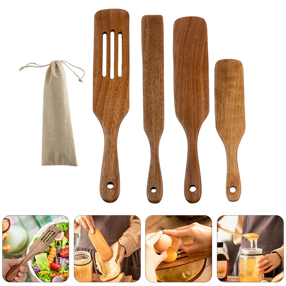 

Spatula Cooking Kitchen Wooden Slotted Wood Set Flipping Spatulas Tools Utensils Non Nonstick Stick Utensil Gadget Teak Heat