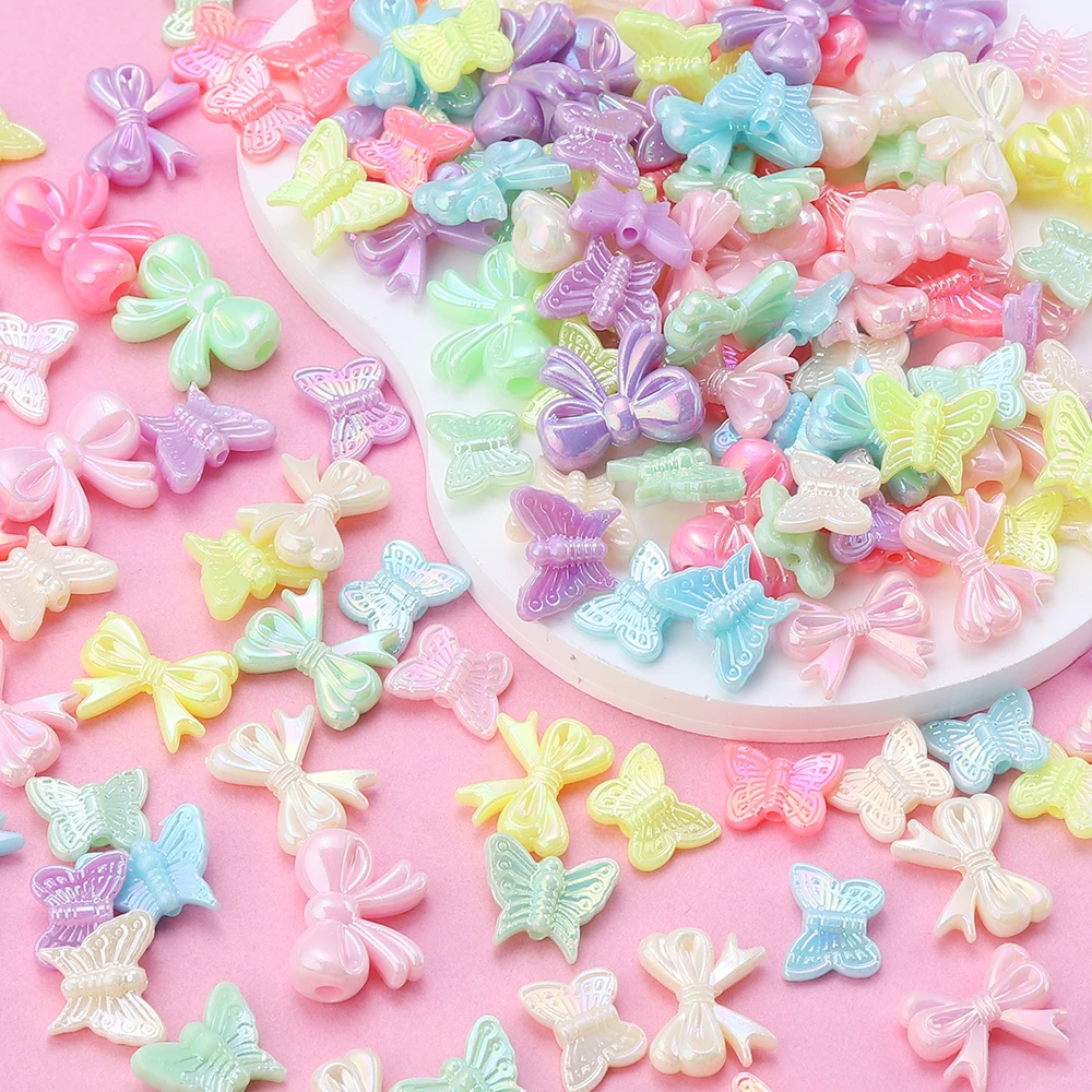 100-200 шт. акриловые бусины с покрытием красочная форма банта Ожерелье сделай сам