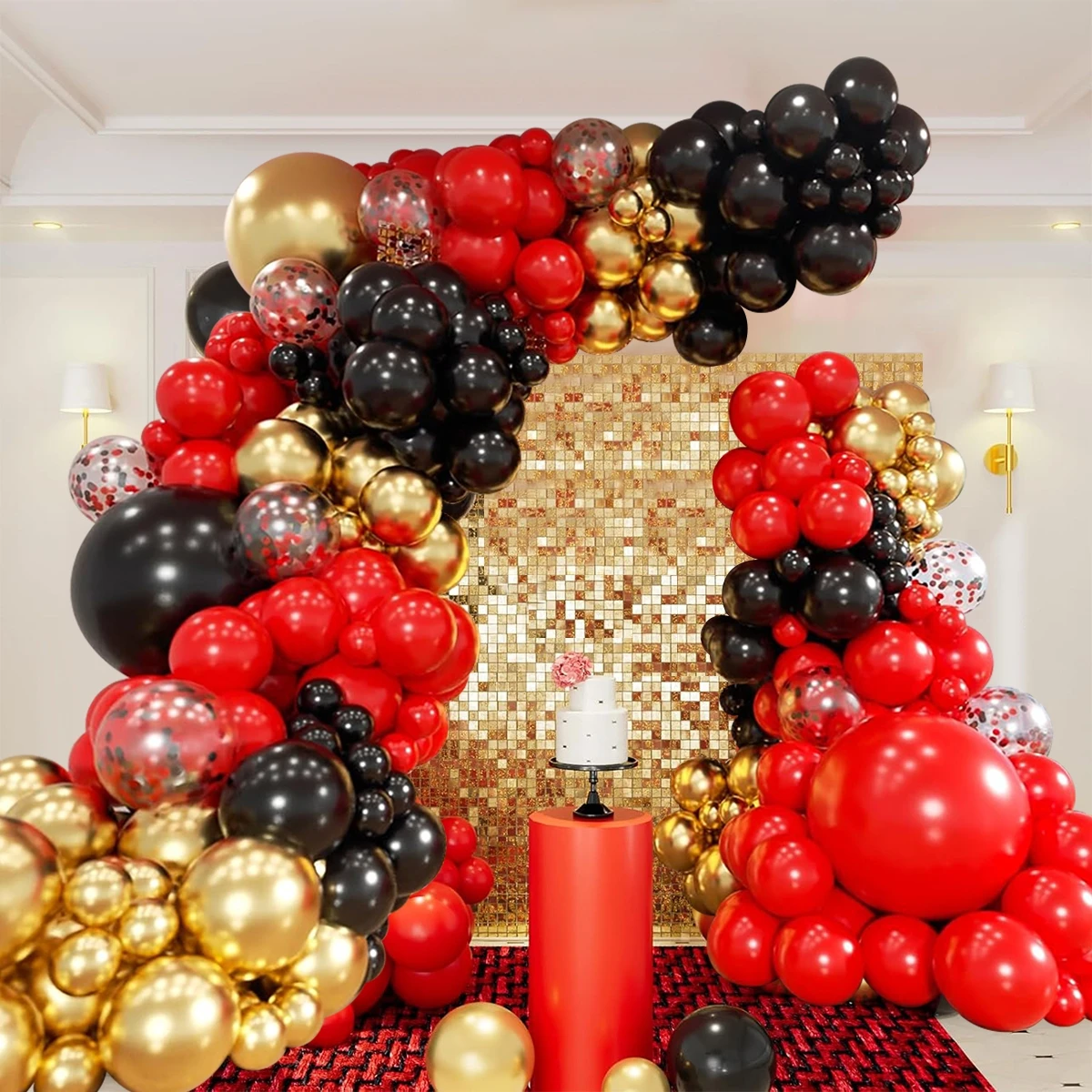 131 шт. красные черные золотые воздушные шары в форме арки конфетти для гоночного