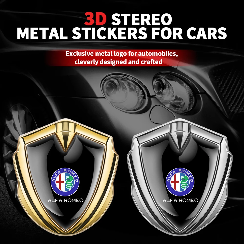 

1pcs 3D Metal Shield Car Styling Side Window Sticker Decals Auto Decoration For Alfa romeo giulietta 159 mito Giulia Stelvio 147