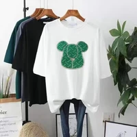 over size summer short new women summer mid length long loose elastic comfort t shirt lady tops 2021 with sleeve female clothes