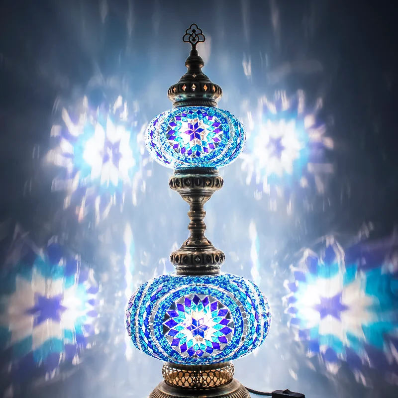 Hermosa lámpara de mesa turca, hecha a mano vidriera, luz de mosaico...