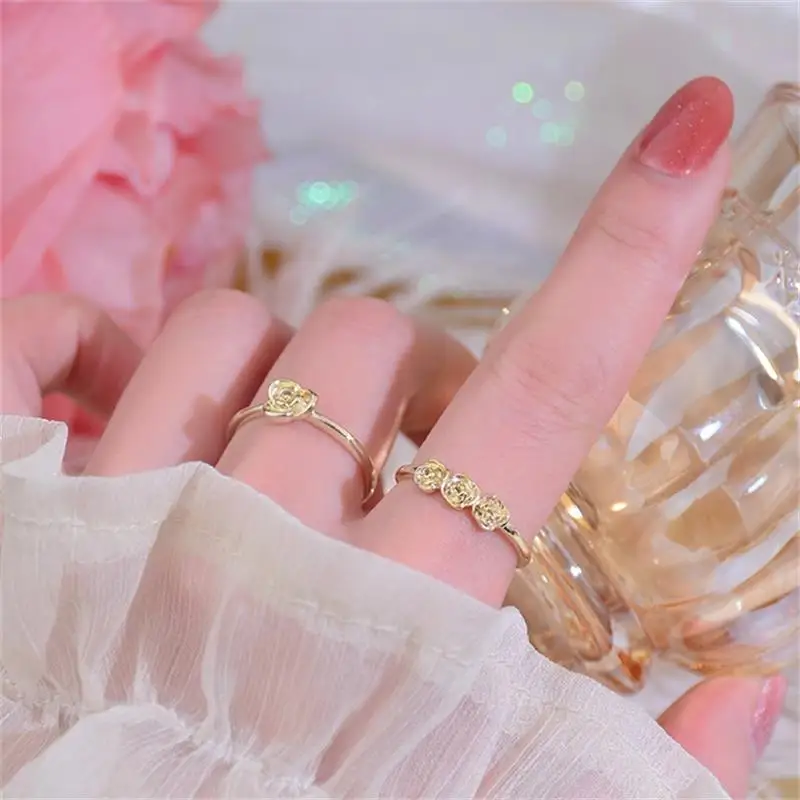 

YDL France Luxury Minimalist Rings Exquisite All-match Adjustable Flower Style Ring Simple Fine for Lady Daily Accessories