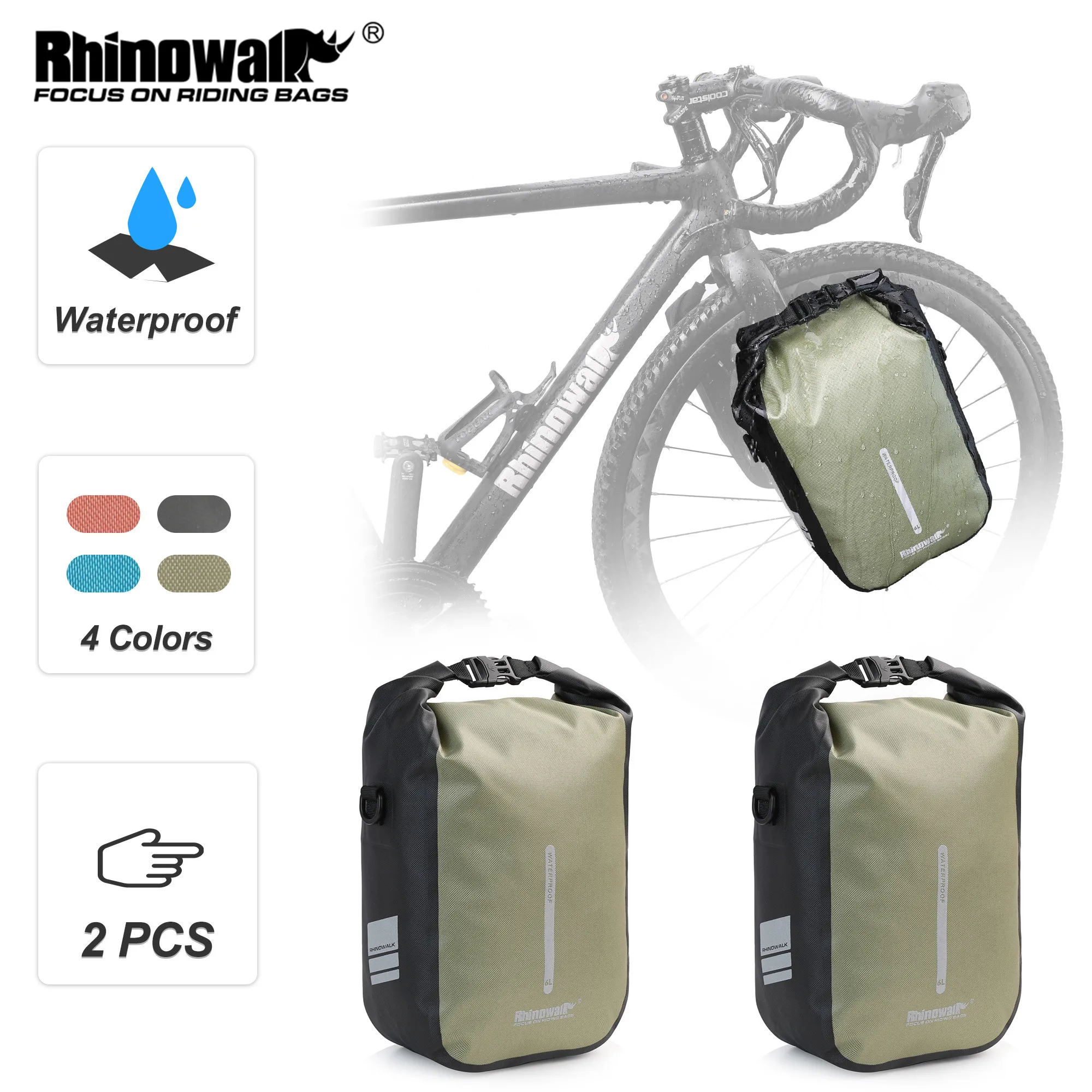 

Rhinowalk 2 Pcs Bike Fork Bag Quick Release Waterproof 4L 6L Cycling Bicycle Front Pack Mount Electric Scooter Vehicle Bag
