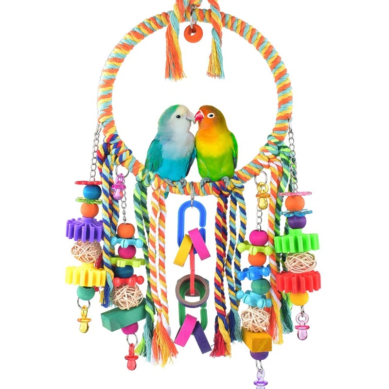 

Bird Toys, Bird Swing Toy Bird Perch With Colorful Chewing Toys, Suitable For Love Birds, Finches, Parakeets,Budgerigars