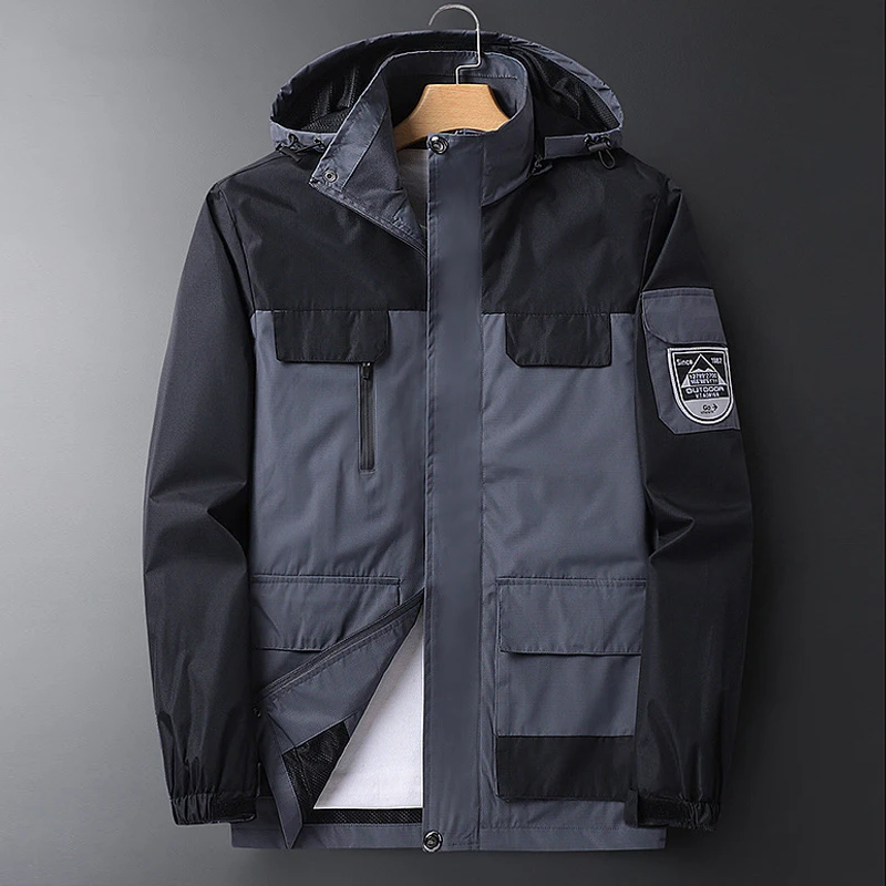 

Plus Size 8XL Men's Windbreaker Waterproof Trench Coat Jackets Fashion Climbing Camping Jacket Male Outdoor Outerwear Big Size