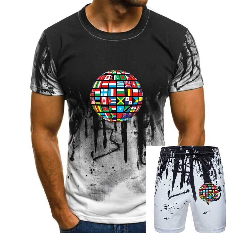 

World Flags On To A Globe Unisex T Shirt Full-Figured Tee Shirt