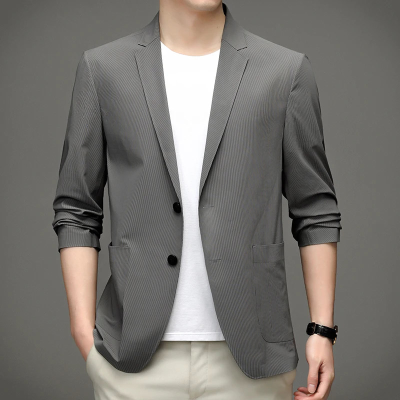 2022 Summer New Seamless Ice Silk Thin Sun Protection Mens Smart Casual Blazers Top Quality Male Slim Fit Suit Jackets