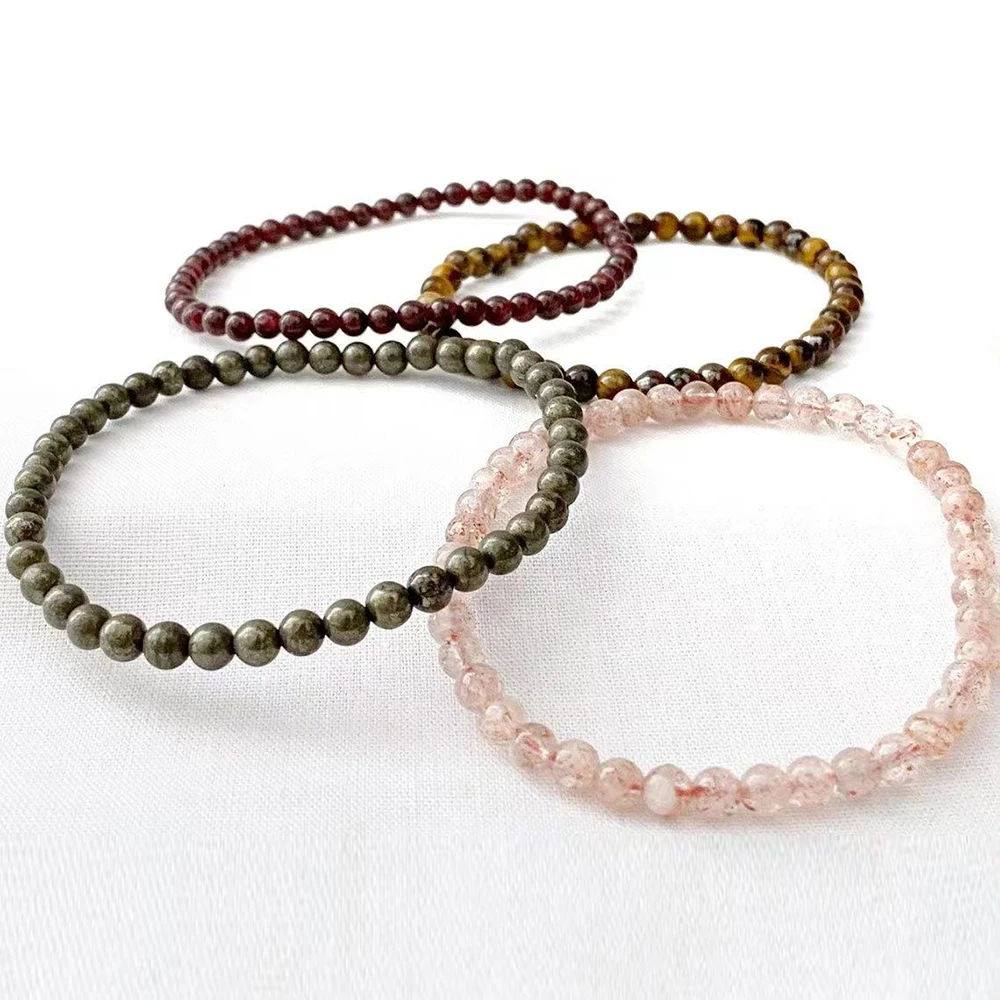 Ruberthen новый дизайн 4 мм тигровый глаз пирит гранат клубничный кварцевый браслет
