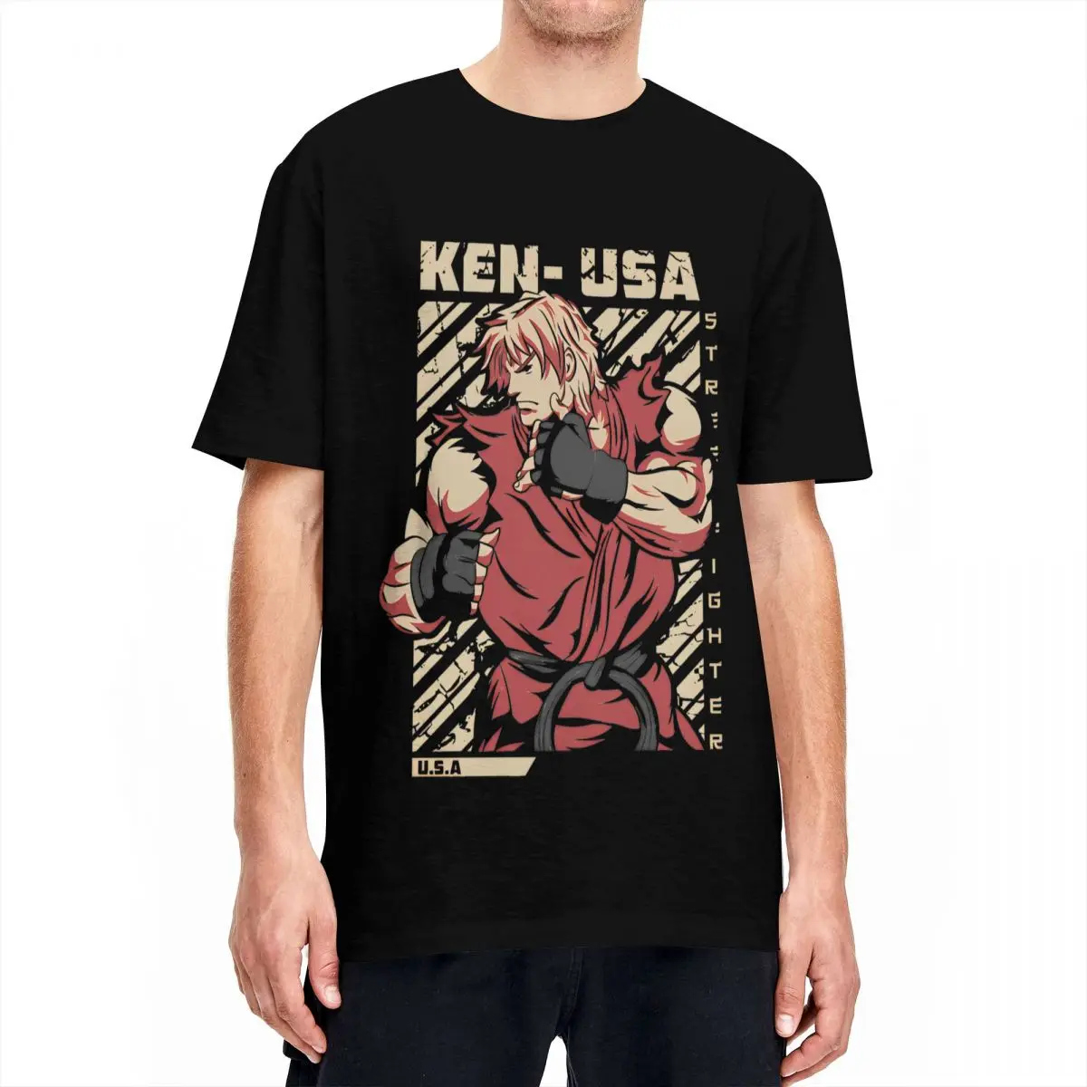 Повседневная мужская футболка Ken Masters летняя хлопковая с коротким рукавом и