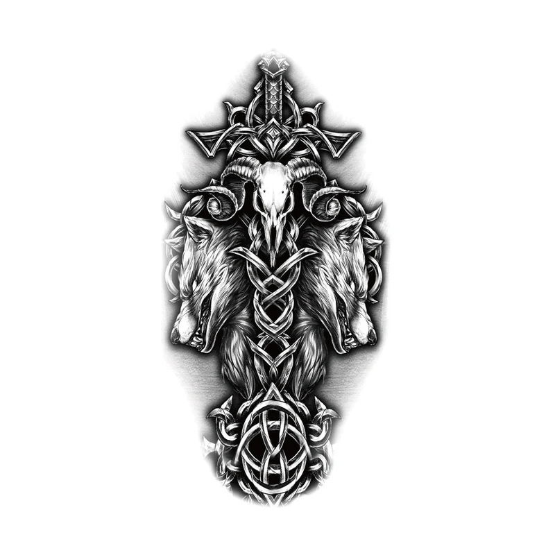 

Elephant Cross Wolf Temporary Tattoos Sticker for Men Hand Arm Art Tatoo Waterproof Flash Tatto Fake Tattoo Stickers