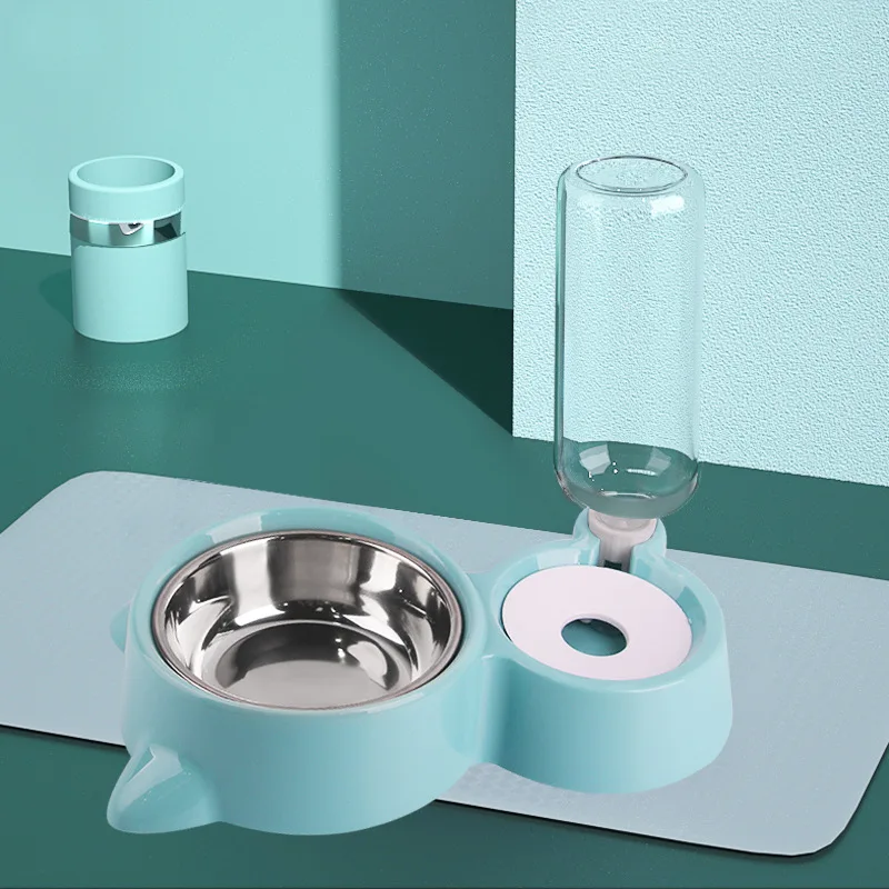 

Durable Detachable Pet Stainless Steel Feeder Bowl Automatic Food Water Dispenser Dog Cat Bowls Floating Set Not Wetting