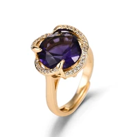 14k rose gold color amethyst gemstone ring for women fine anillos de genuine 925 sterling silver natural amethyst anel rings box