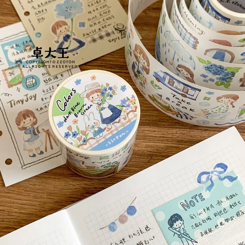 Фото Zzoton INS Enjoy Shopping Girl Daily Die Cut Washi Paper Tapes Craft Supplies DIY Scrapbooking Card Making Decor Plan Sticker №1