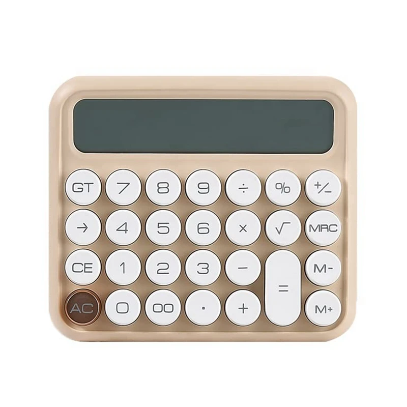 

12 Digits Desktop Mechanical Switch Calculator Large Button Financial Calculator Beige