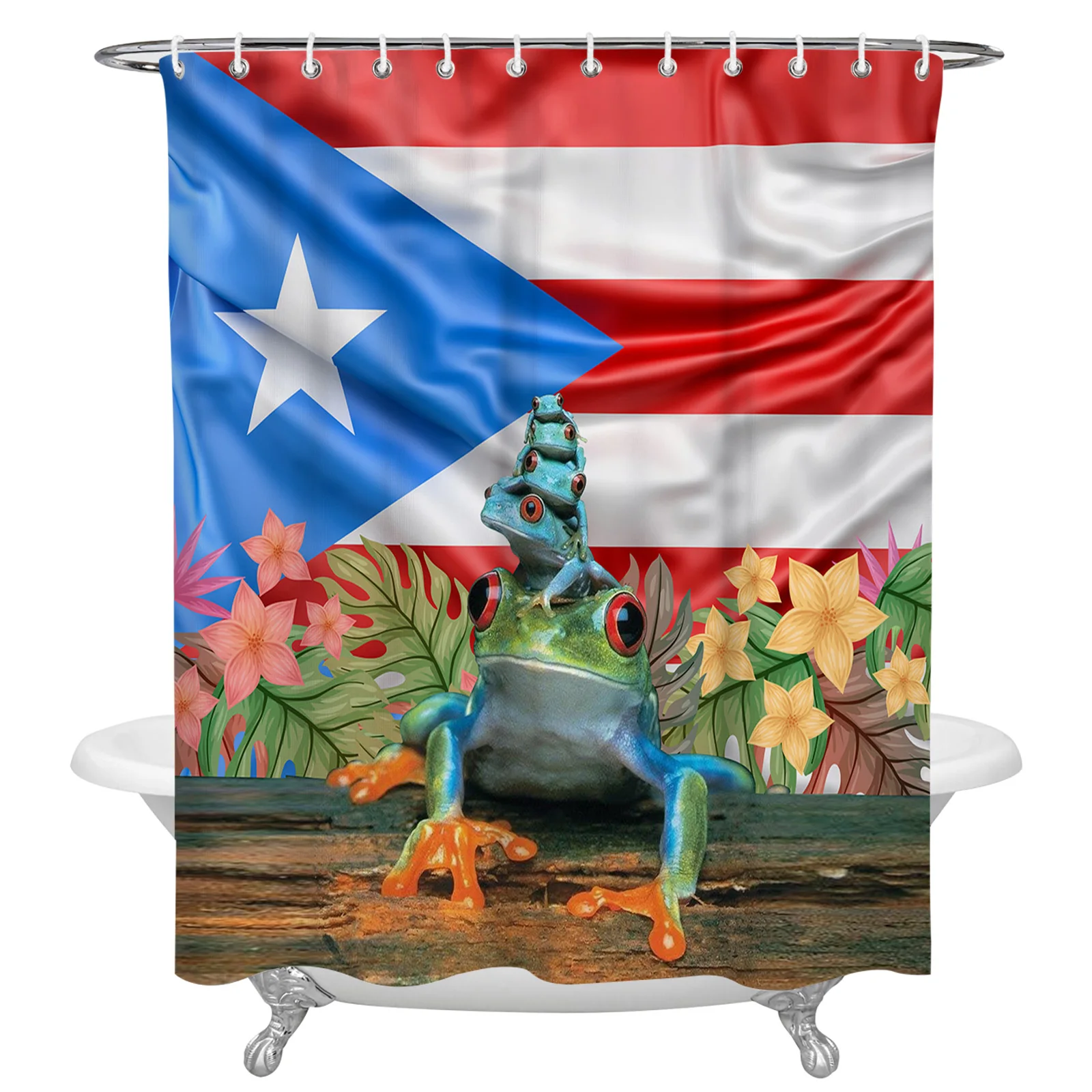 

Пуэрто-Рико, дерево, лягушка, баннер, занавеска для душа, домашняя Женская водонепроницаемая занавеска для ванной из полиэстера