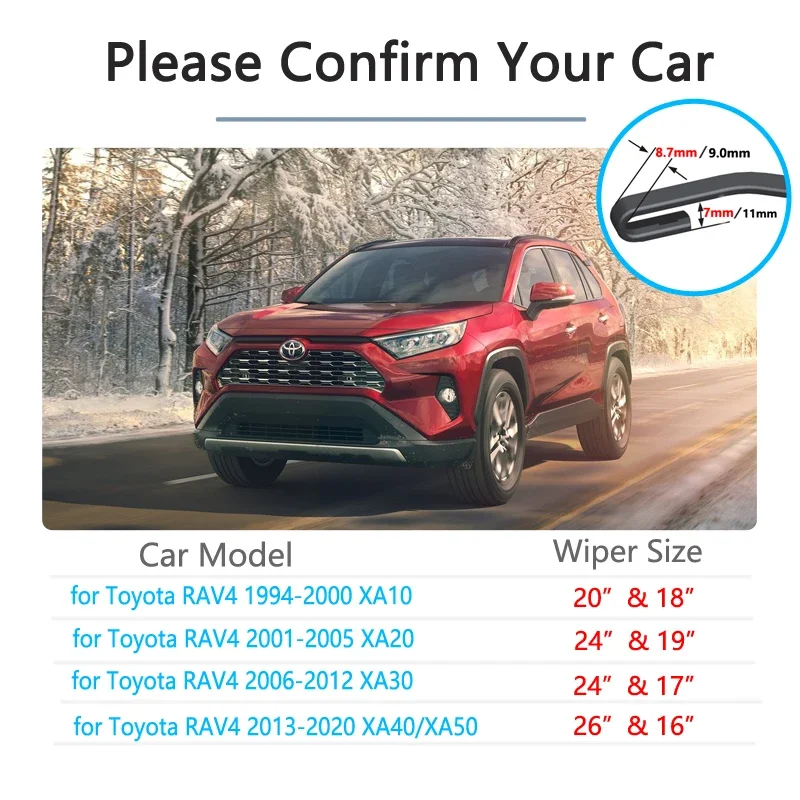 Для Toyota RAV4 1994 ~ 2020 XA10 XA20 XA30 XA40 XA50 RAV 4 2000 2006 2012 2013 2018 Лезвия дворников Автомобильные