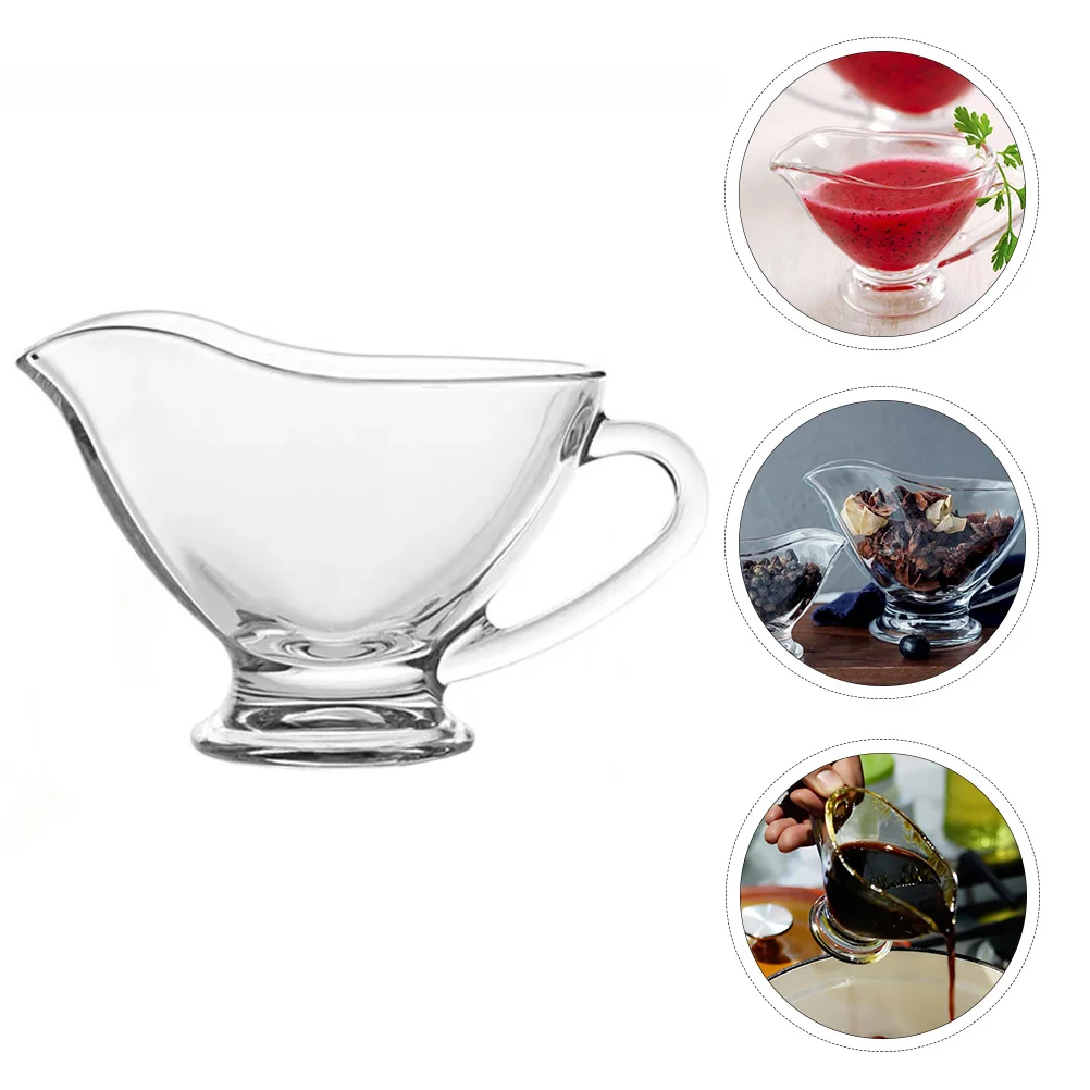 

2pcs Sauce Serving Bowl Glass Gravy Boat Glass Sauce Boat Coffee Cup Glass Sauce Jug Clear Gravy Boat