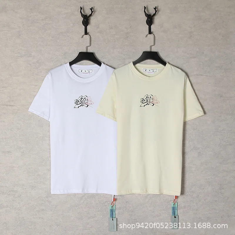 

Off New Famous Brand LOGO 3D Embossing Pure Cotton Oversized Tee Hip Hop T Shirt white Mens Summer Short Sleeve Clothing