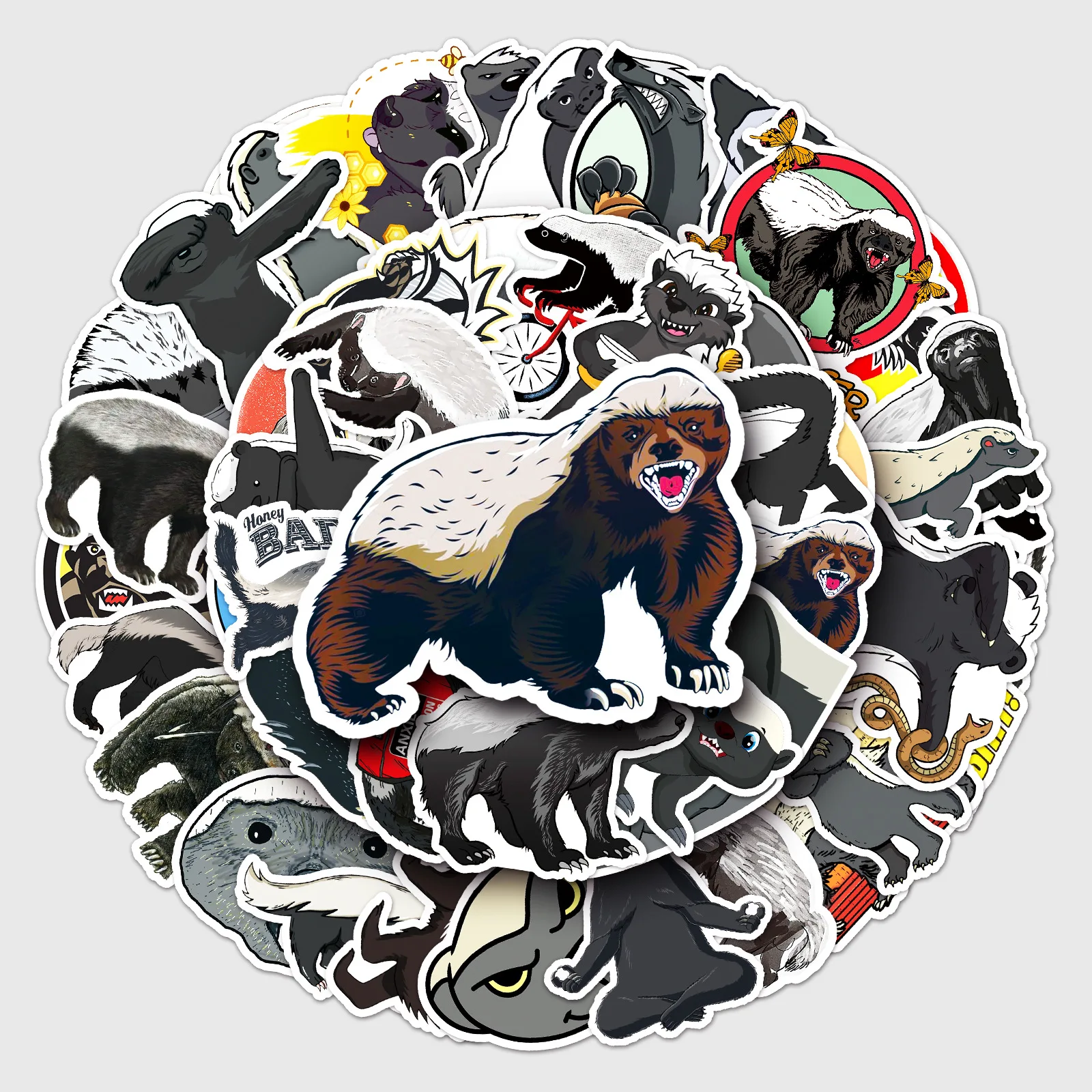 

50Pcs Cartoon Honey Badger Stickers Cute Animal Decals DIY Phone Laptop Luggage Fridge Scrapbook Stationery Sticker Kids Toy B2