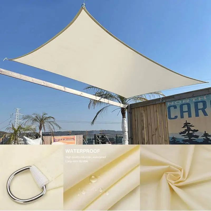 

Outdoor White Heavy Polyester Pergola Rainproof Sunshade Sail Canopy Cover Garden Gazebo Awning Terrace Shade Cloth Car Canvas