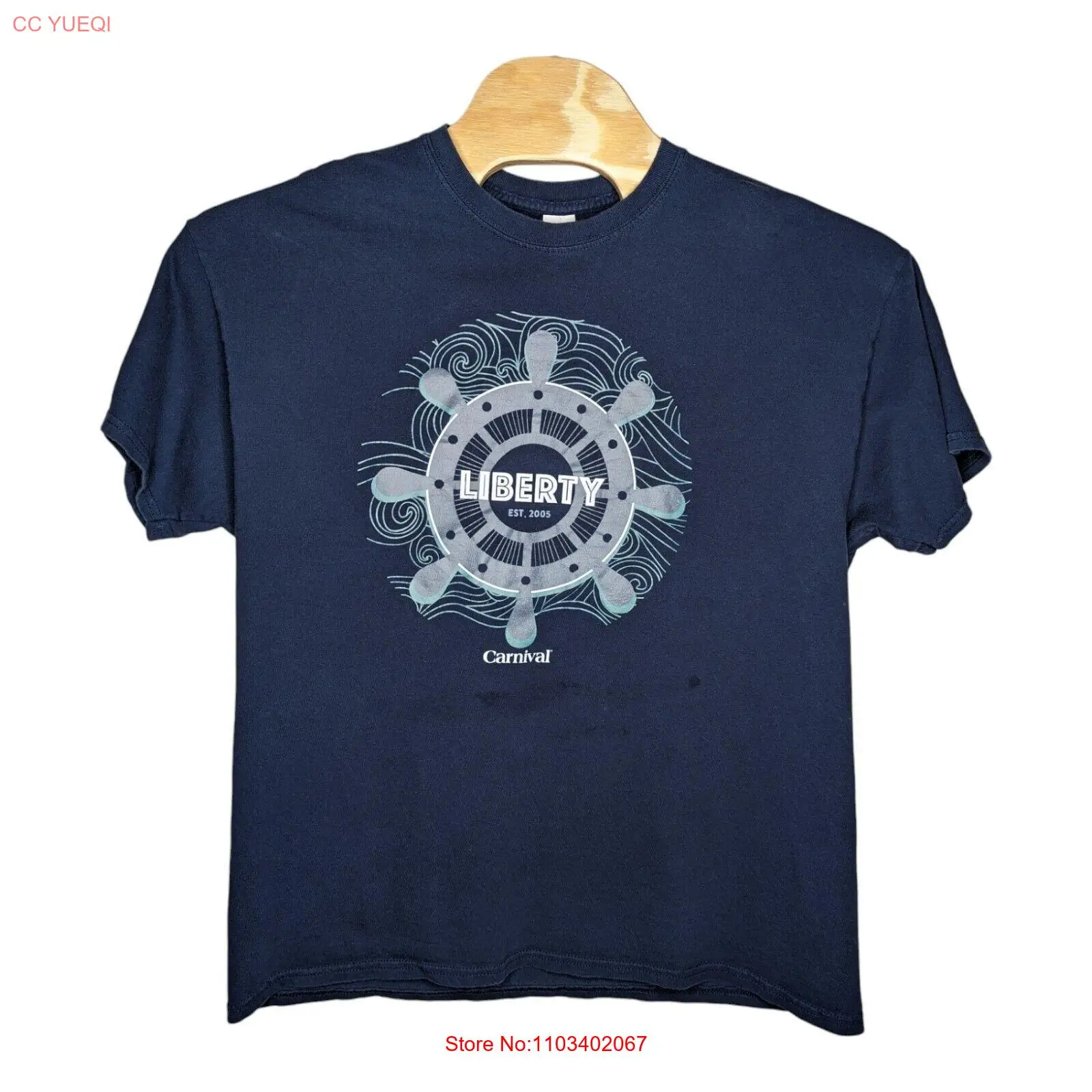 Футболка Carnival Liberty Cruise Ship темно-синяя размер XL Ocean Waves Wheel 2005г.