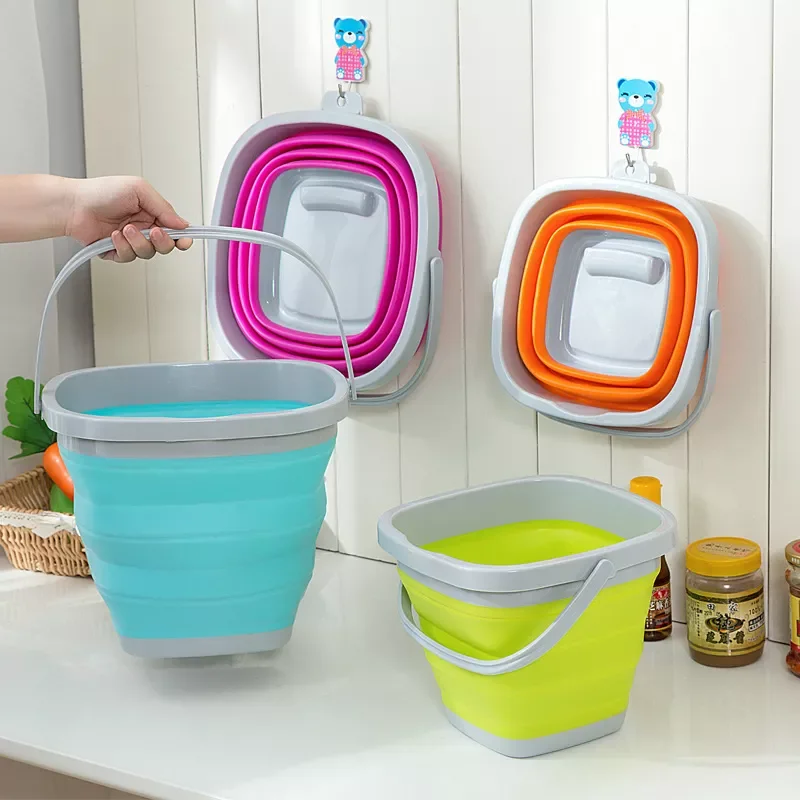 

NEW2023 Silicone Bucket Fishing Folding Square Bucket Car Wash Outdoor Fishing Supplies Bathroom Kitchen Camp Bucket 5L/10L/15L