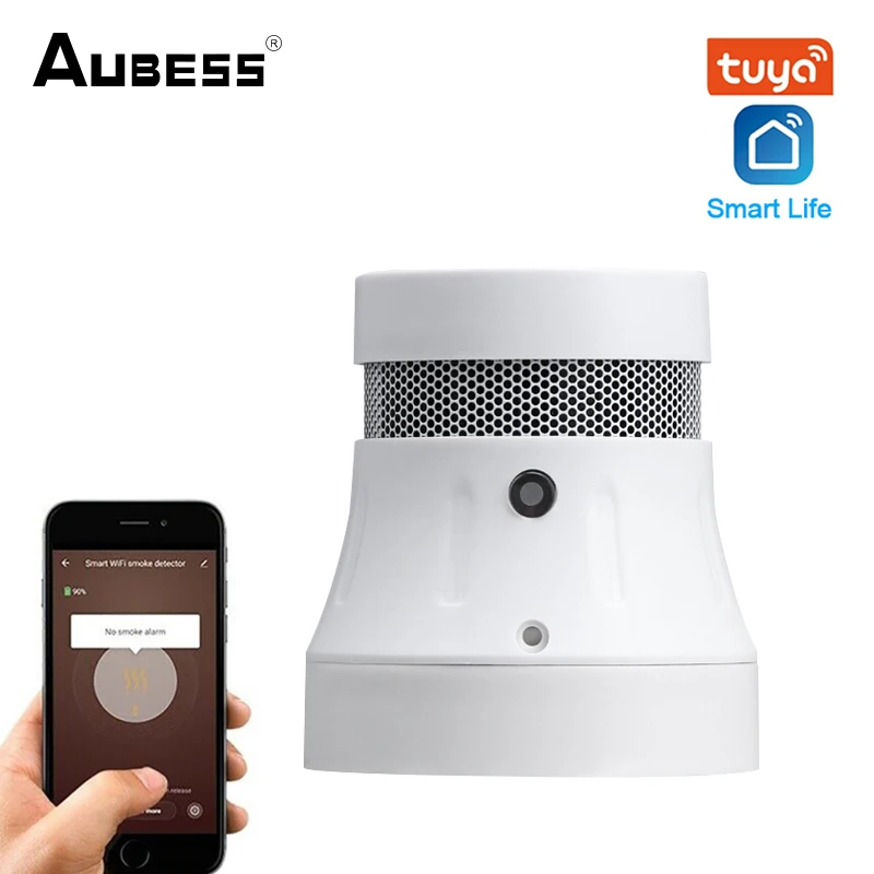 

Aubess Tuya Zigbee Smart Smoke Detector Sensor Alarm Fire Smoke Detector Wifi Fire Protection Home Security Alarm Smart Life App