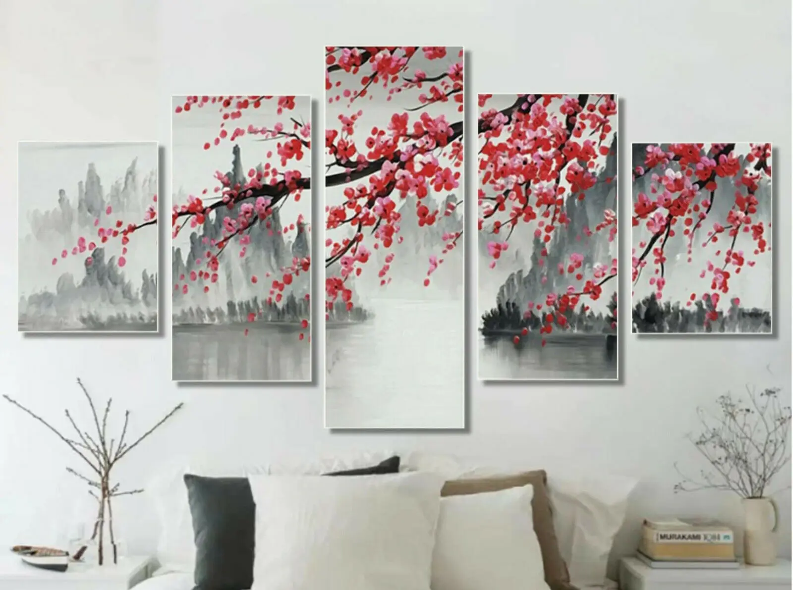 Картина с китайским пейзажем 5 панелей холст печатный плакат настенное искусство