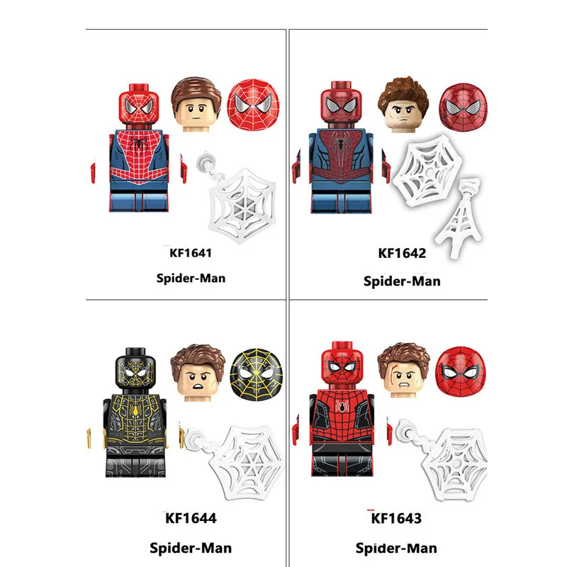 Superhero Spiderman Suit Building Blocks Bricks Mysterio Peter Parker Miles Morales Action Figures Kids Toys Christmas Gifts