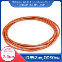 O Ring CS 2.4 mm ID  85.2 mm OD 90 mm Material With Silicone VMQ NBR FKM EPDM ORing Seal Gaske