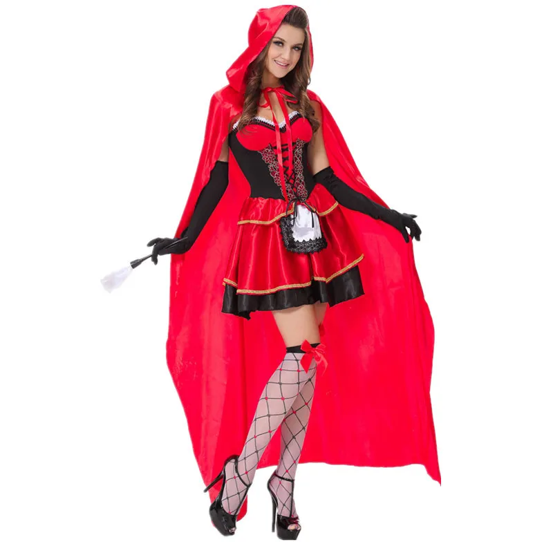 

Halloween Little Red Riding Hood Cosplay Costumes Fancy Dress Carnival Party Cloak Castle Queen Dress Cos Uniforms Skirt