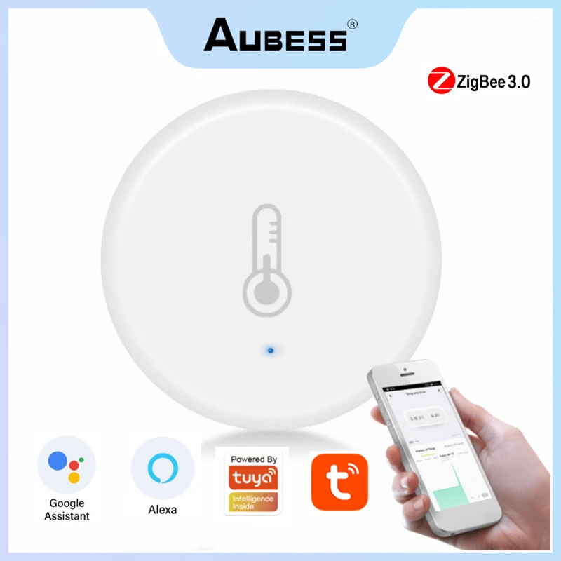 

Tuya Zigbee 3.0 Smart Temperature And Humidity Sensor APP Remote Monitor For Smart Home Var SmartLife By Alexa Google Assistant