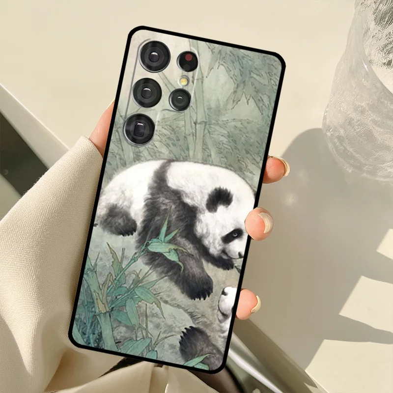 Китайский медвежий чехол для телефона Panda для Samsung Galaxy S20 FE S21 S22 Ultra Note20 Note10 S8 S9 S10 Plus.