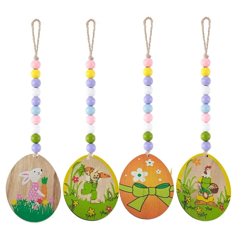 

Easter Wood Bead Garland With Egg Tag Wall Hanging Beads Garlands Decoration For Rustic Farmhouse Country Easter Party