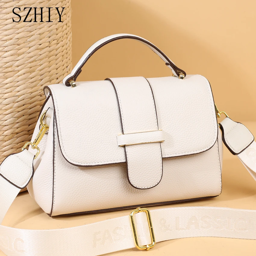 

100% Cowhide Handbag Women Designer One Shoulder Bag Soft Leather Crossbody Purse Classic Gift Pocket Office New Small Brand Bag