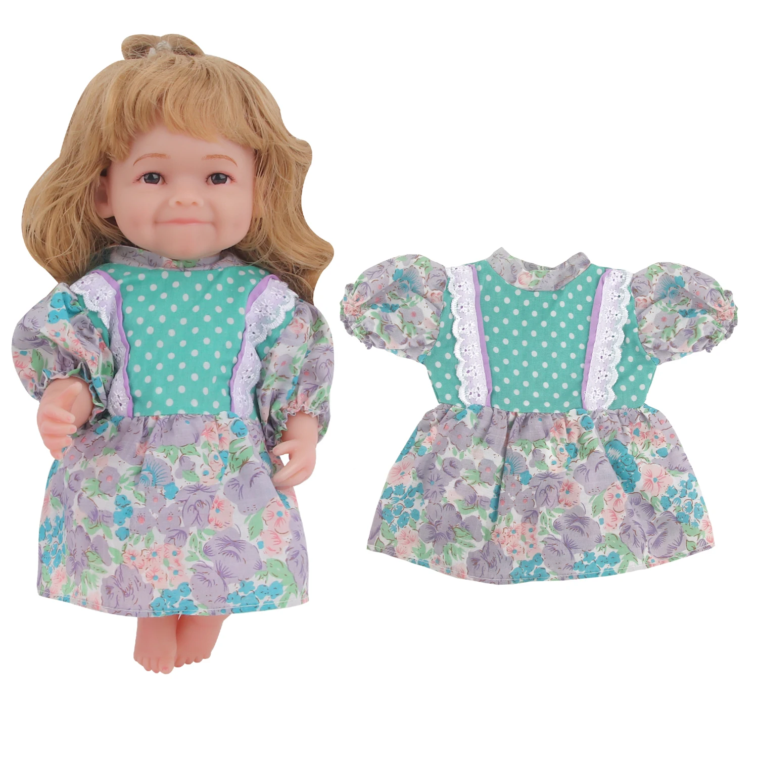 12 дюймов Кукольное платье милая зеленая Цветочная кружевная кукла юбка для