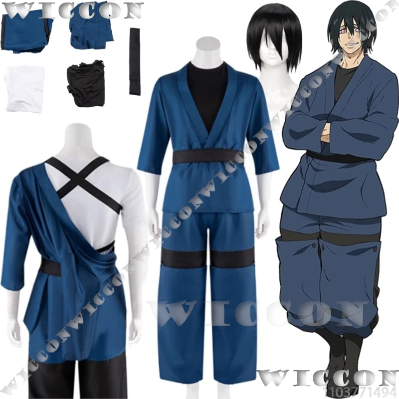 Shinmon Benimaru Leader Аниме Fire Coaplay Force Костюм Черный Парик Опора Синий Мужское Пальто