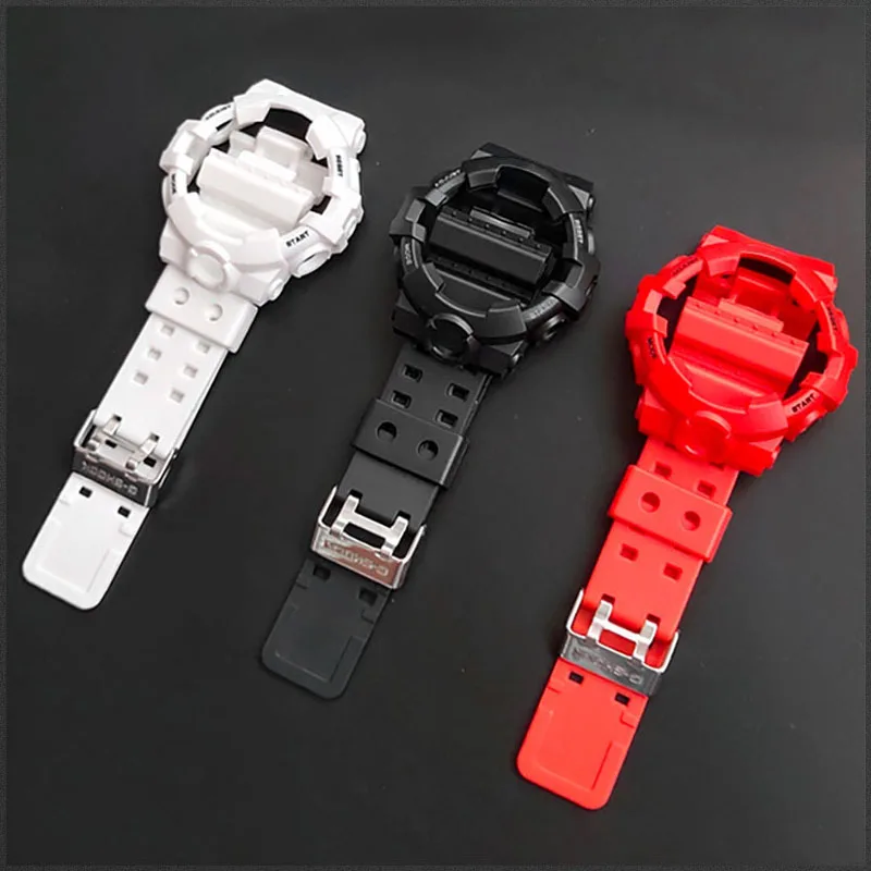 Soft Resin Watch Strap Bezel for GA700 GA-700SK GA710 GA735 Watchband Case Men Watch Band Case Rubber Bracelet