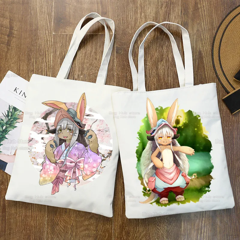 

Made In Abyss Japanese Anime Handbags Canvas Riko Reg Tote Bag Shopping Lyza Nanachi Travel Eco Reusable Mitty Shoulder Bag