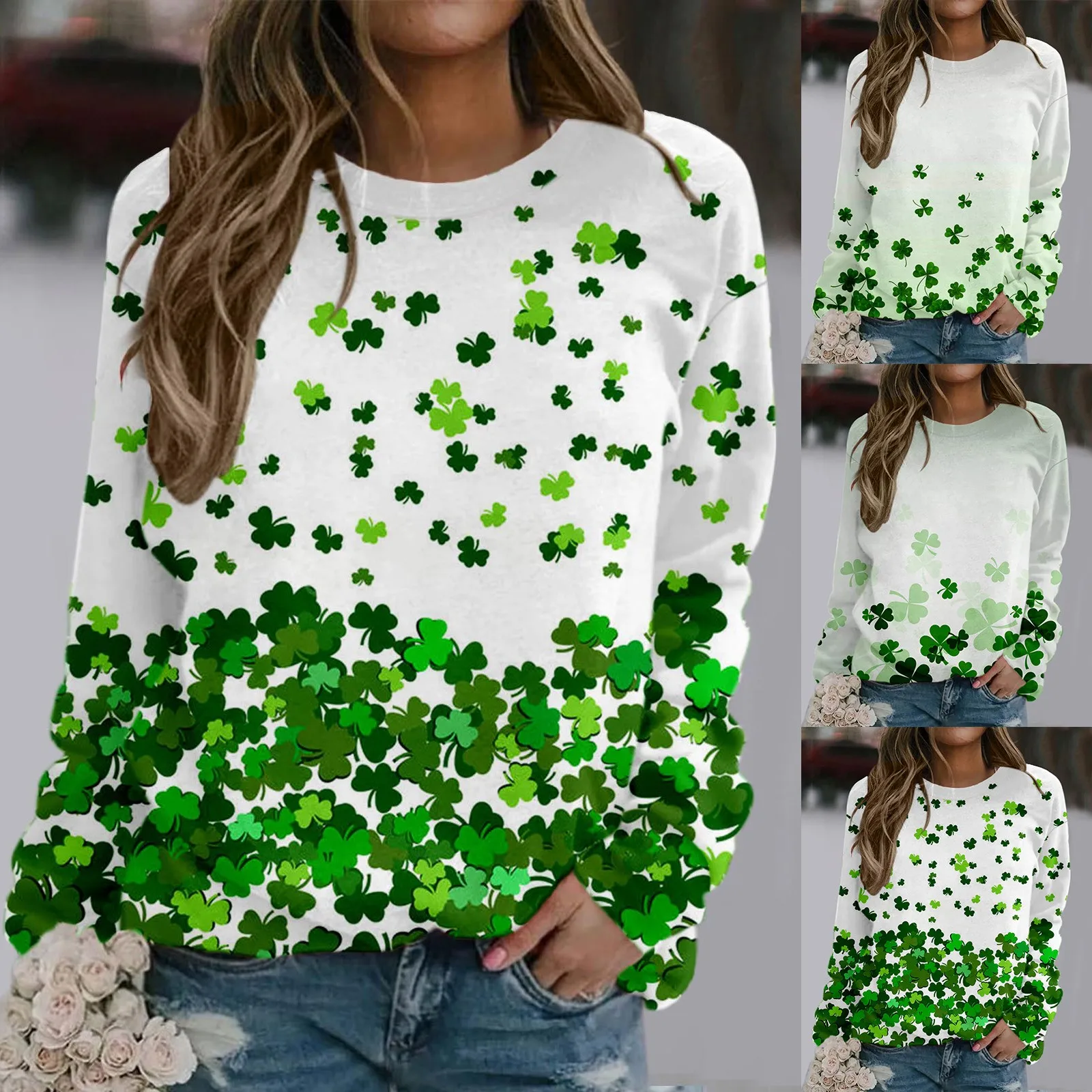 

Женские тонкие толстовки с длинными рукавами и круглым вырезом s St Patricks Day, женские комбинезоны с полным покрытием, женские спортивные топы