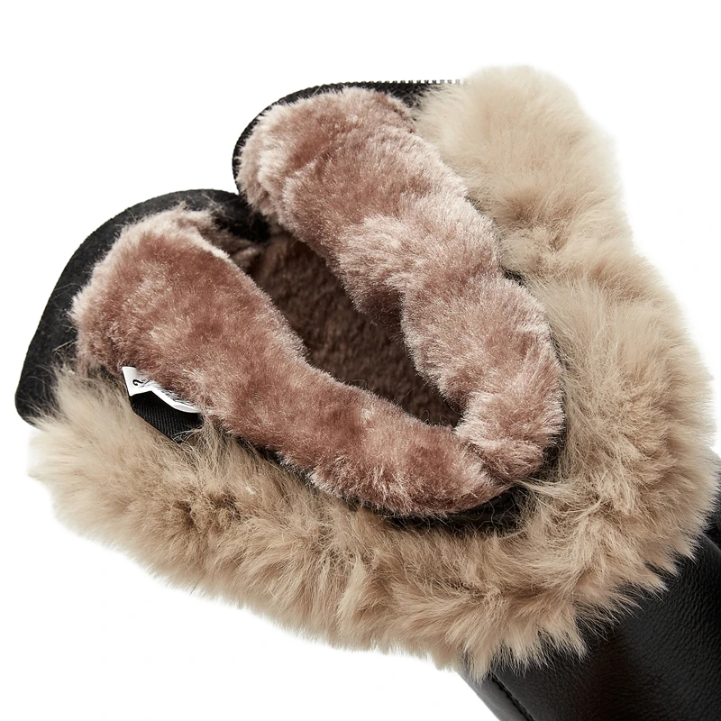 AUTUSPIN женские ботинки из натуральной коровьей кожи модные черные туфли зимние