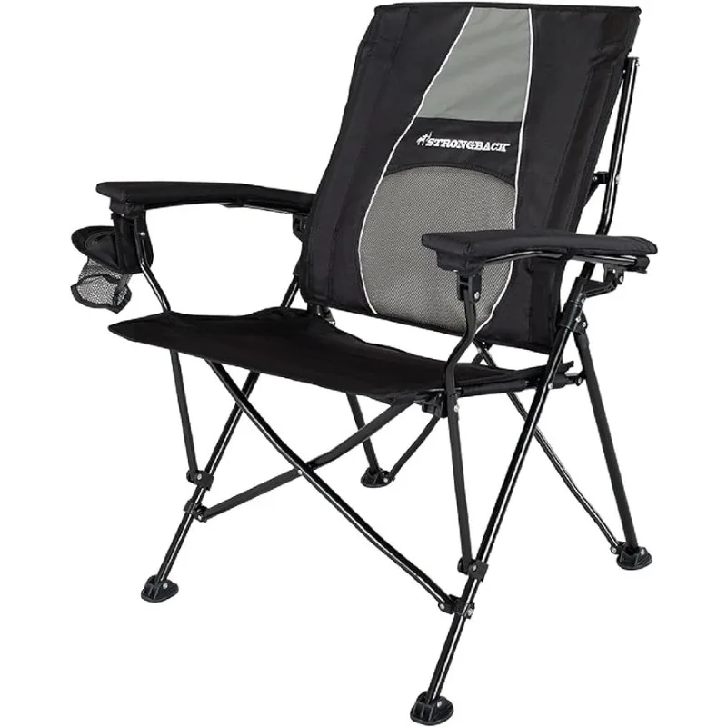 

STRONGBACK Elite 2,0, кресло для кемпинга для взрослых с поясничной поддержкой и сумкой для переноски, черное кресло для кемпинга, уличная мебель