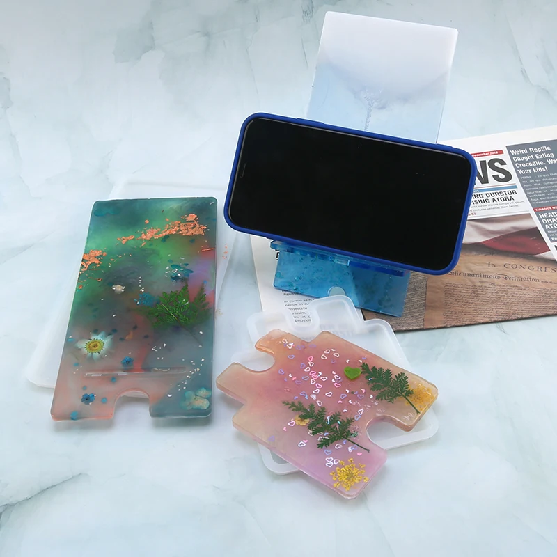 

New Phone Holder UV Epoxy Resin Mold Cellphone Bracket Mobile Stand Silicone Mold DIY Craft Jewelry Making Casting Tools