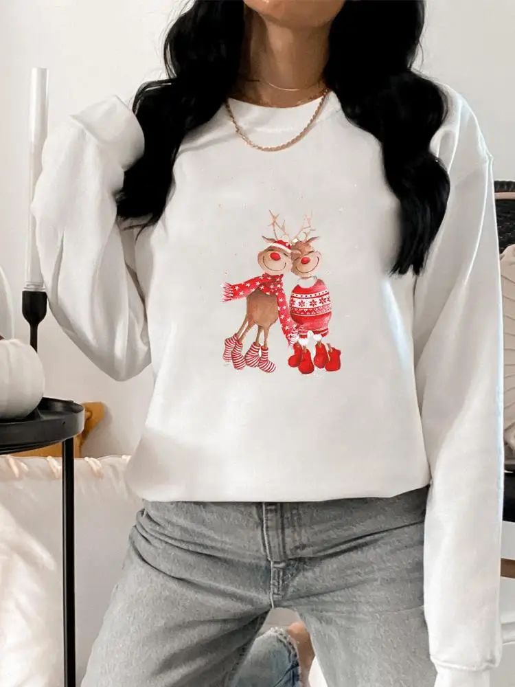 

Симпатичная зимняя одежда с рисунком оленя, свитшоты с графическим рисунком на Рождество, женские толстовки, женские модные пуловеры с прин...